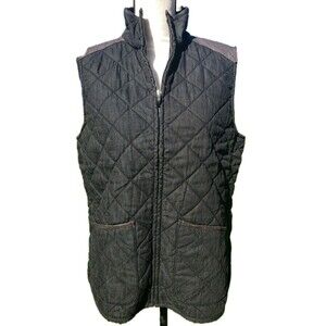 Lauren Jeans Co. Ralph Lauren Quilted Vest Women's Size L Black Denim & Leather